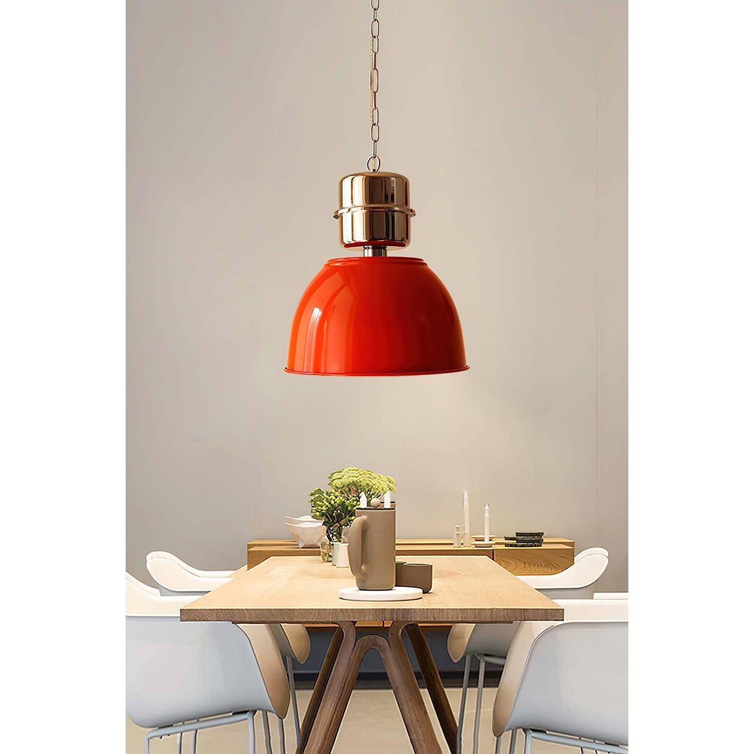 Evlaeia Modern Minimalist Orange Metal Pendant Lamp - Lamp Copper