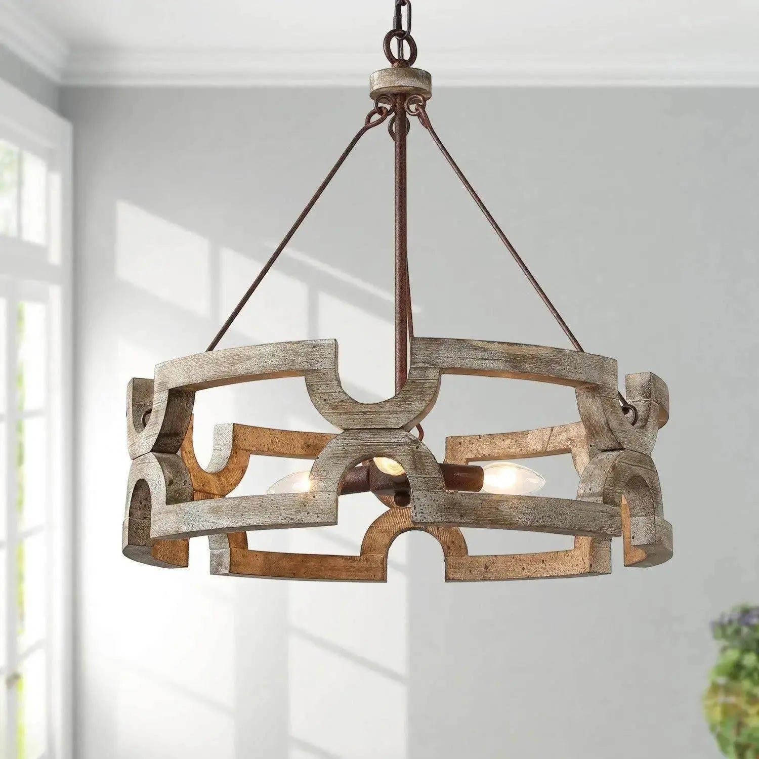 Evelan Individual Creativity Hand-carved Wood Chandelier - Lamp Copper
