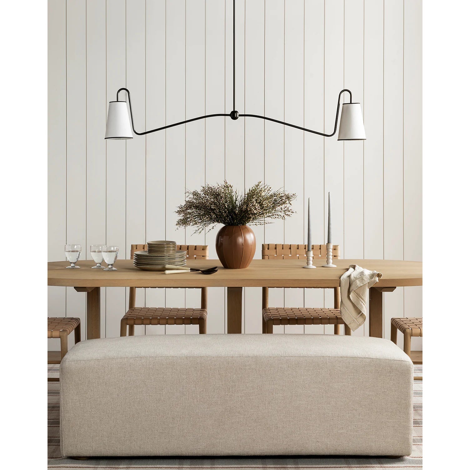 Ormirarae Vintage Industrial Linear Brass Fabric Pendant Lamp - Lamp Copper