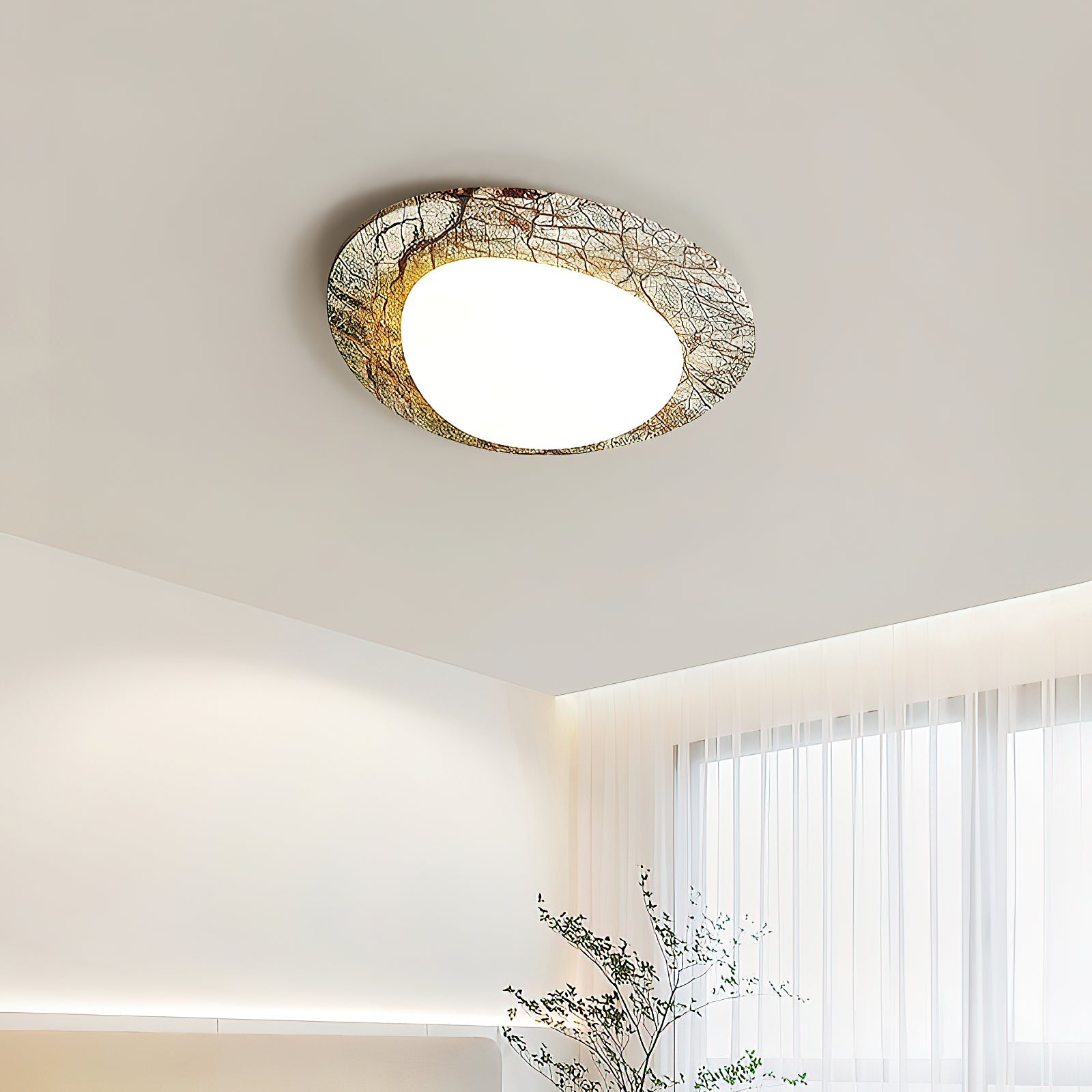 Cishaora Modern Minimalist White Marble Ceiling Lamp - Lamp Copper