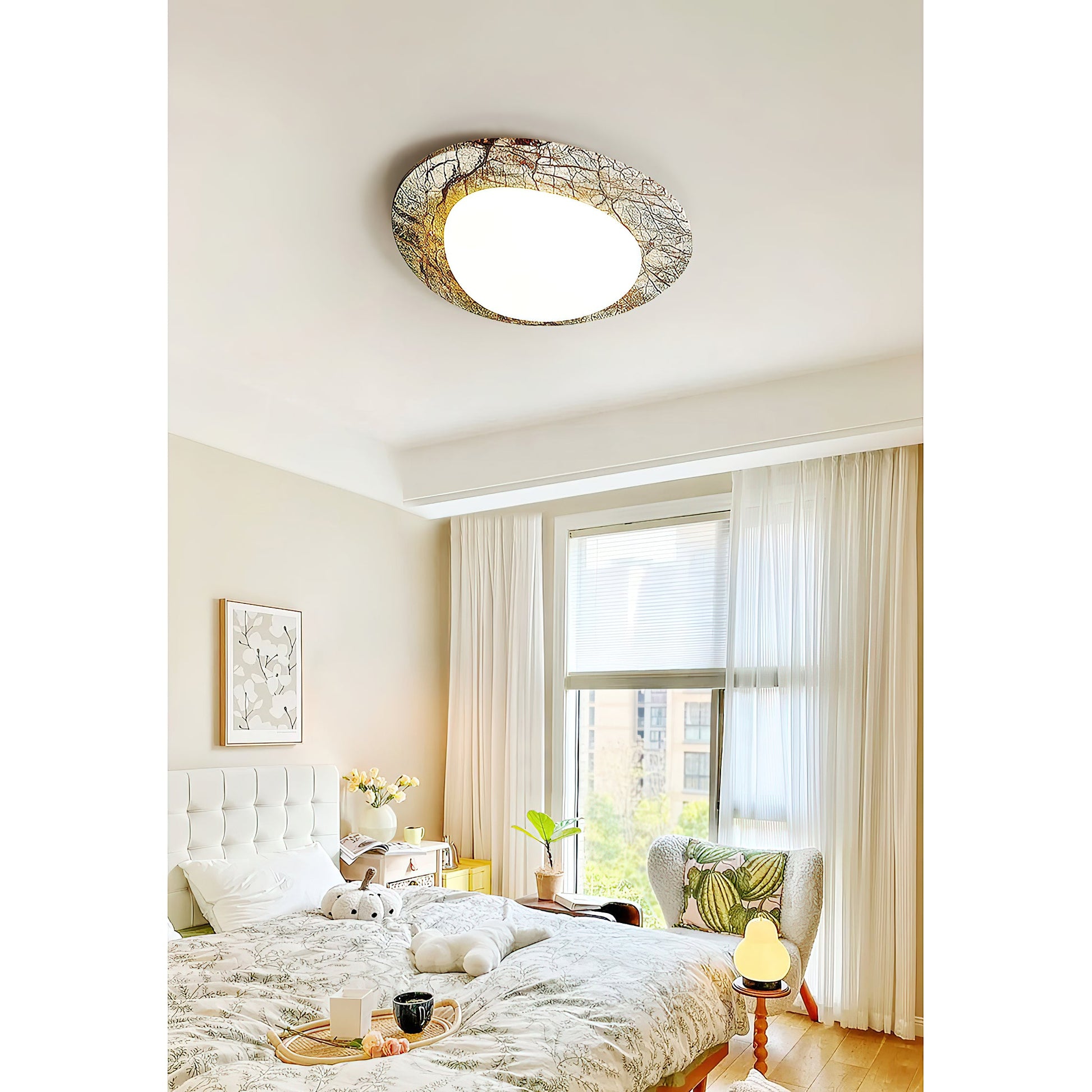 Cishaora Modern Minimalist White Marble Ceiling Lamp - Lamp Copper