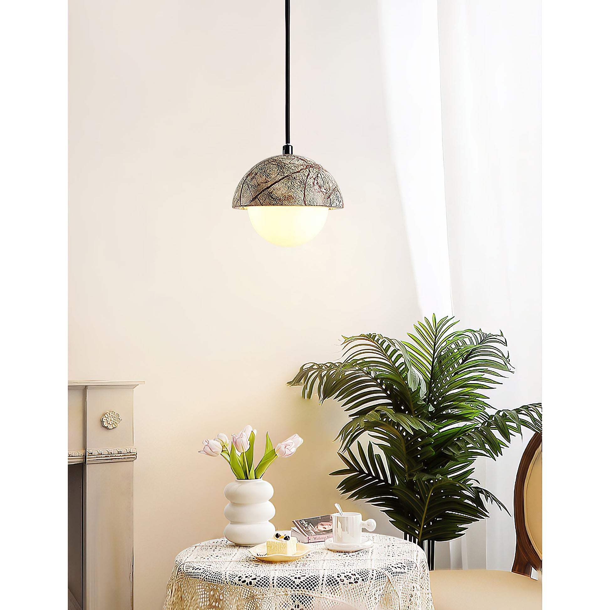 Lylorarae Modern Minimalist Marble Glass Pendant Lamp - Lamp Copper