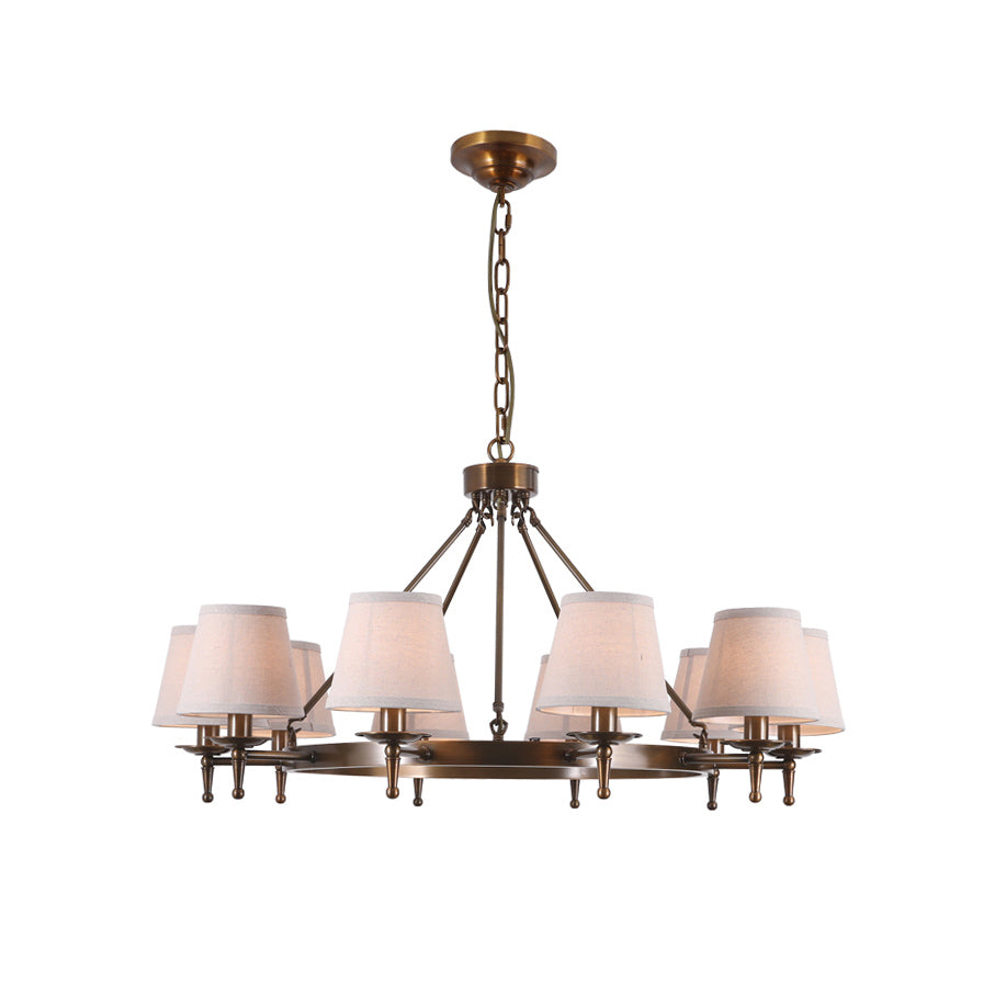 Erveliel Vintage Luxury Brass Fabric Chandelier - Lamp Copper