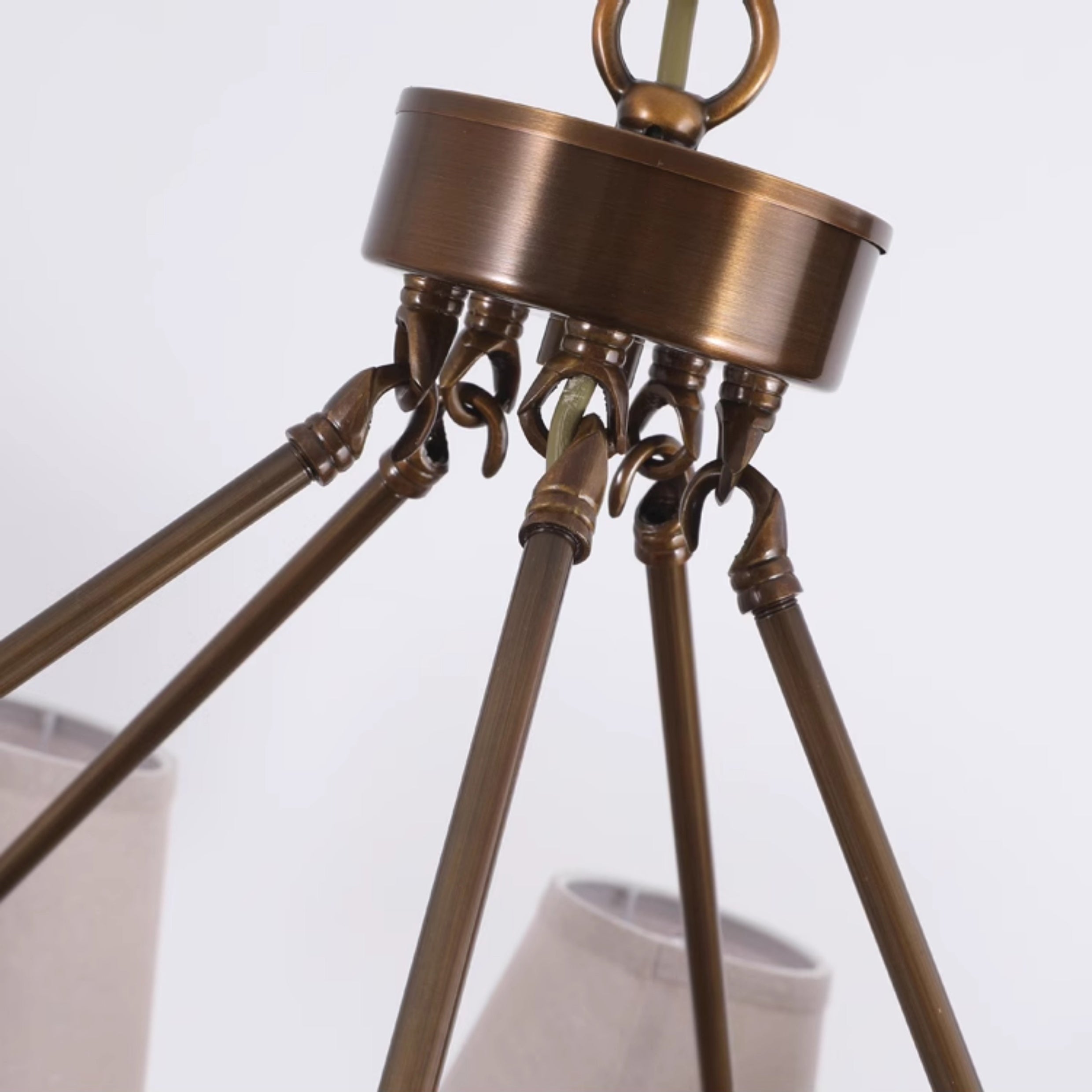 Erveliel Vintage Luxury Brass Fabric Chandelier - Lamp Copper