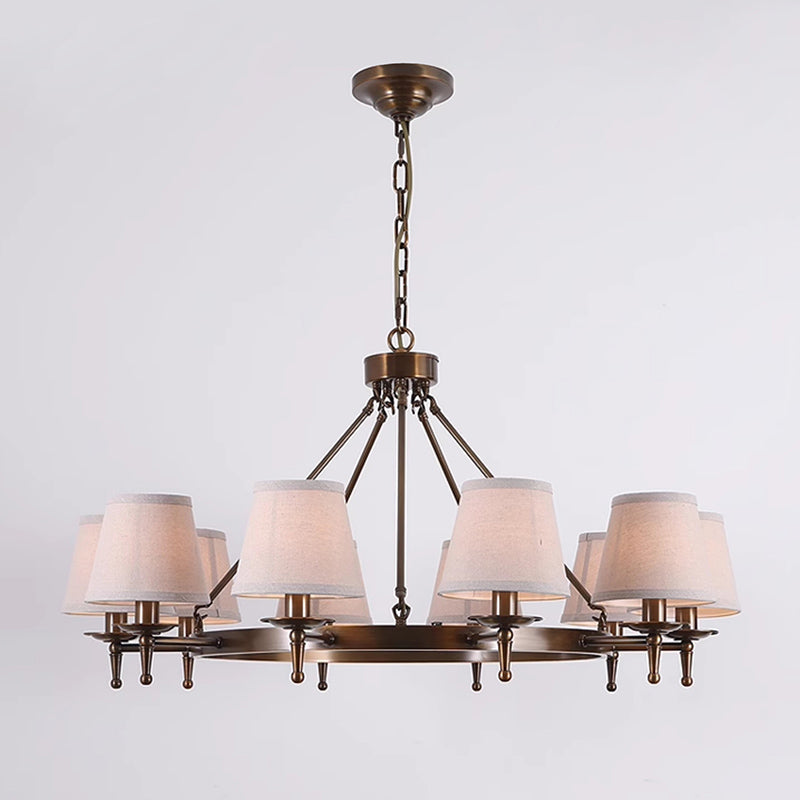Erveliel Vintage Luxury Brass Fabric Chandelier - Lamp Copper