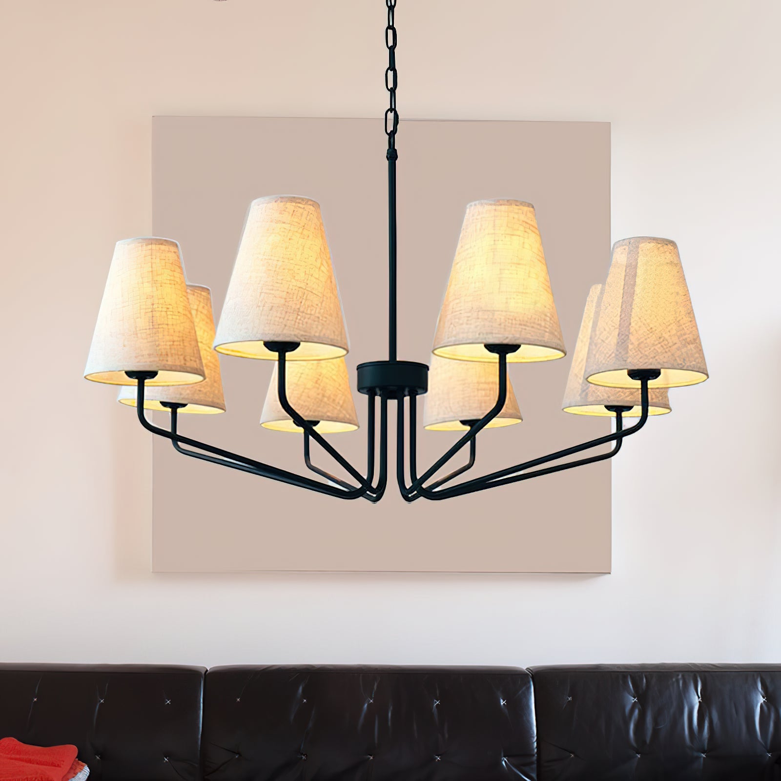 Aurdoreth Vintage Industrial Brass Fabric Chandelier - Lamp Copper