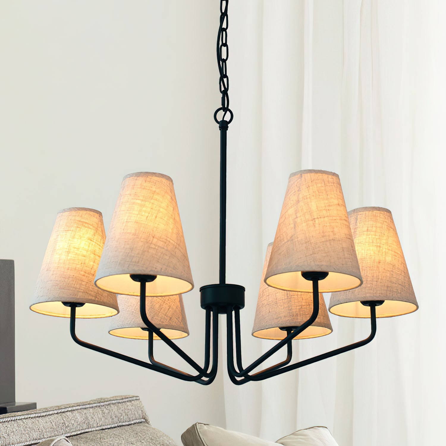 Aurdoreth Vintage Industrial Brass Fabric Chandelier - Lamp Copper