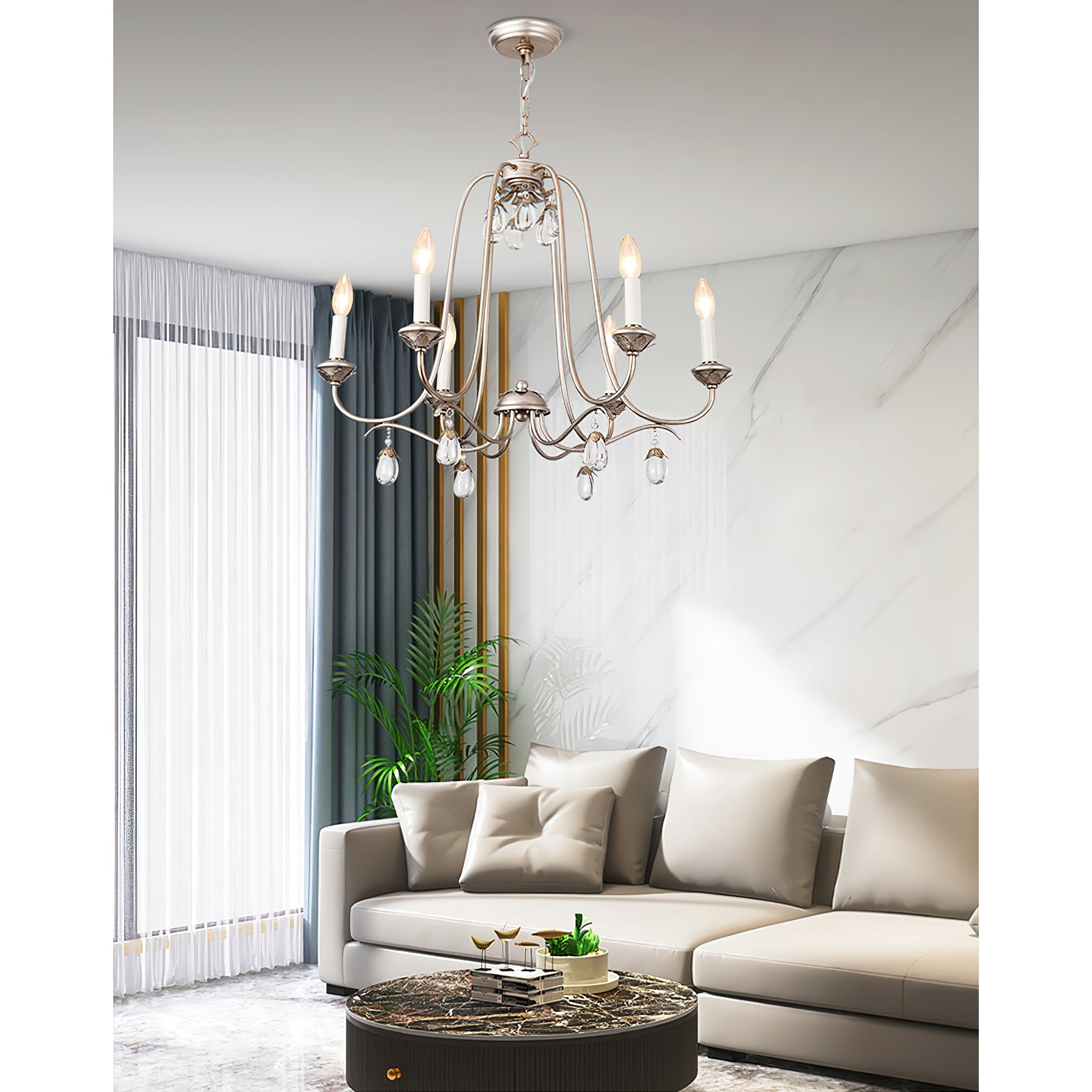 Ocara Vintage Industrial Luxury Brass Crystal Chandelier - Lamp Copper