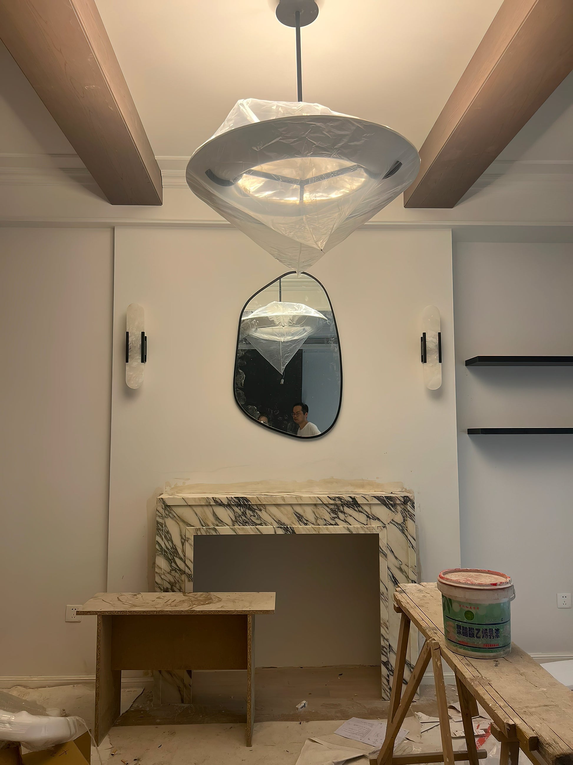 Eldorora Modern Minimalist Brass Alabaster Chandelier - Lamp Copper