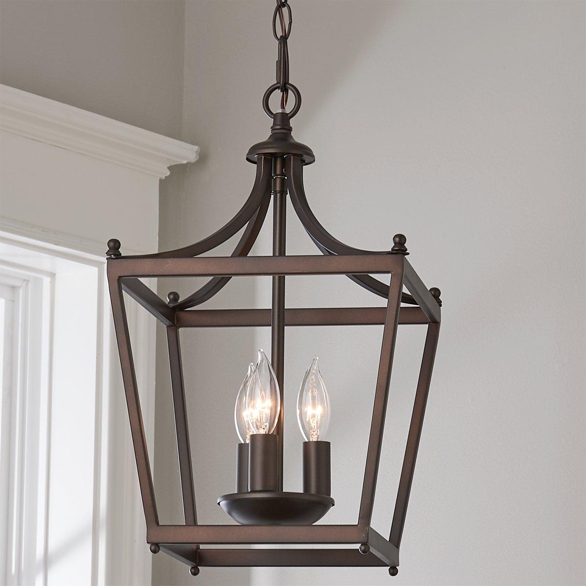 Finley 3-Light Black Iron Lantern Pendant Light | Dining Room & Entryway Chandelier
