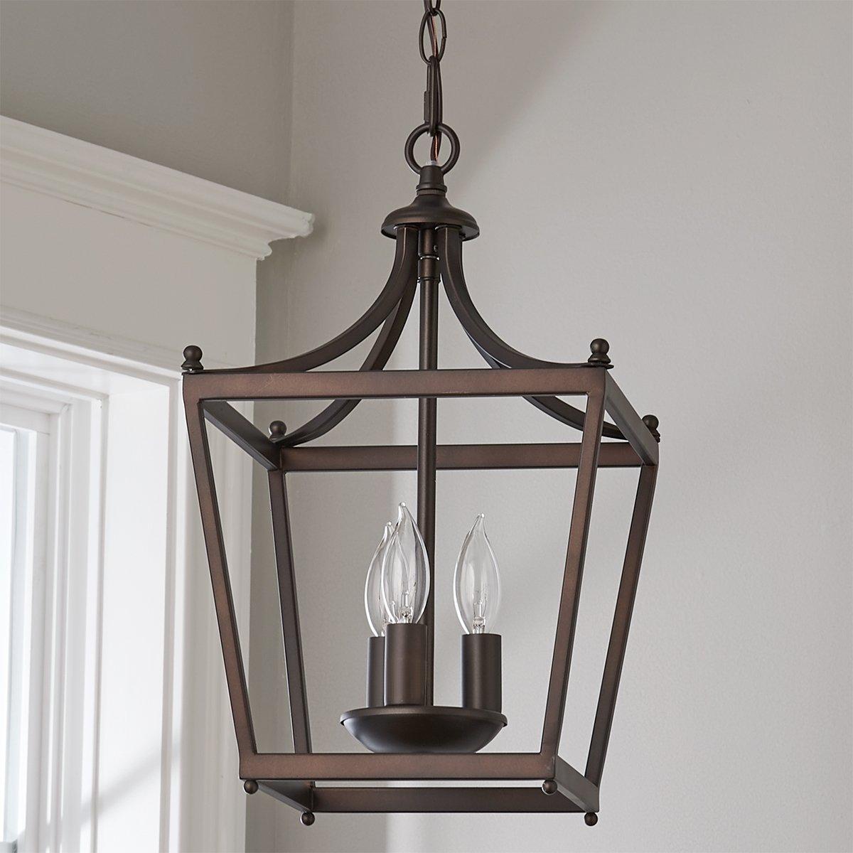 Finley 3-Light Black Iron Lantern Pendant Light | Dining Room & Entryway Chandelier