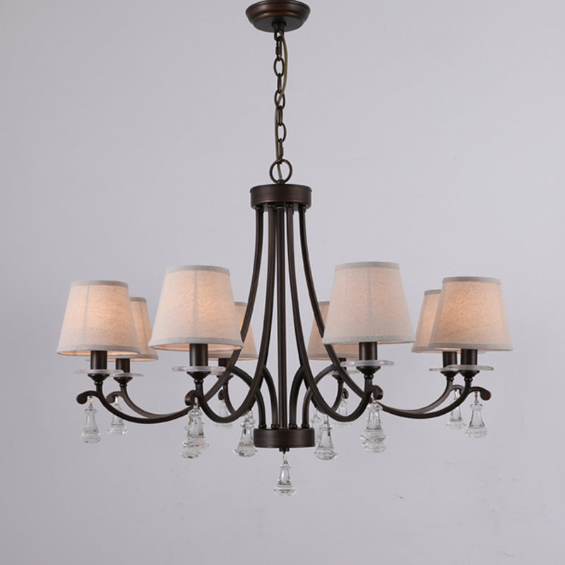 Lyvenisra Vintage Industrial Pointe Brass Fabric Crystal Chandelier - Lamp Copper