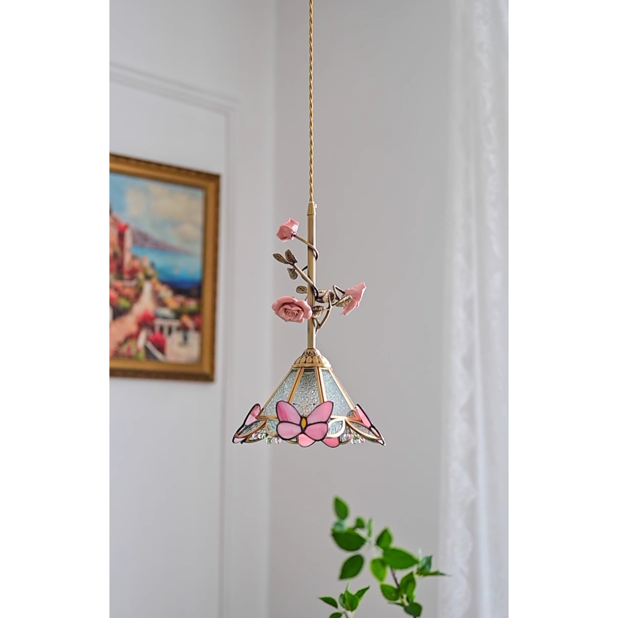 Ilsoris Individual Creativity Rose Glass Ceramic Pendant Lamp - Lamp Copper