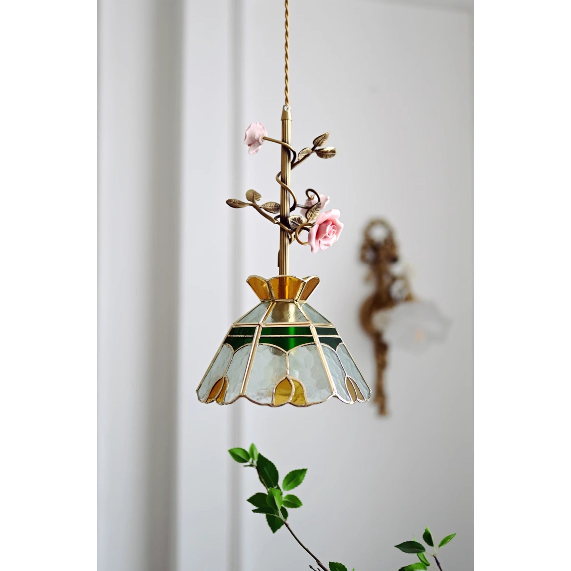 Ilsoris Individual Creativity Rose Glass Ceramic Pendant Lamp - Lamp Copper