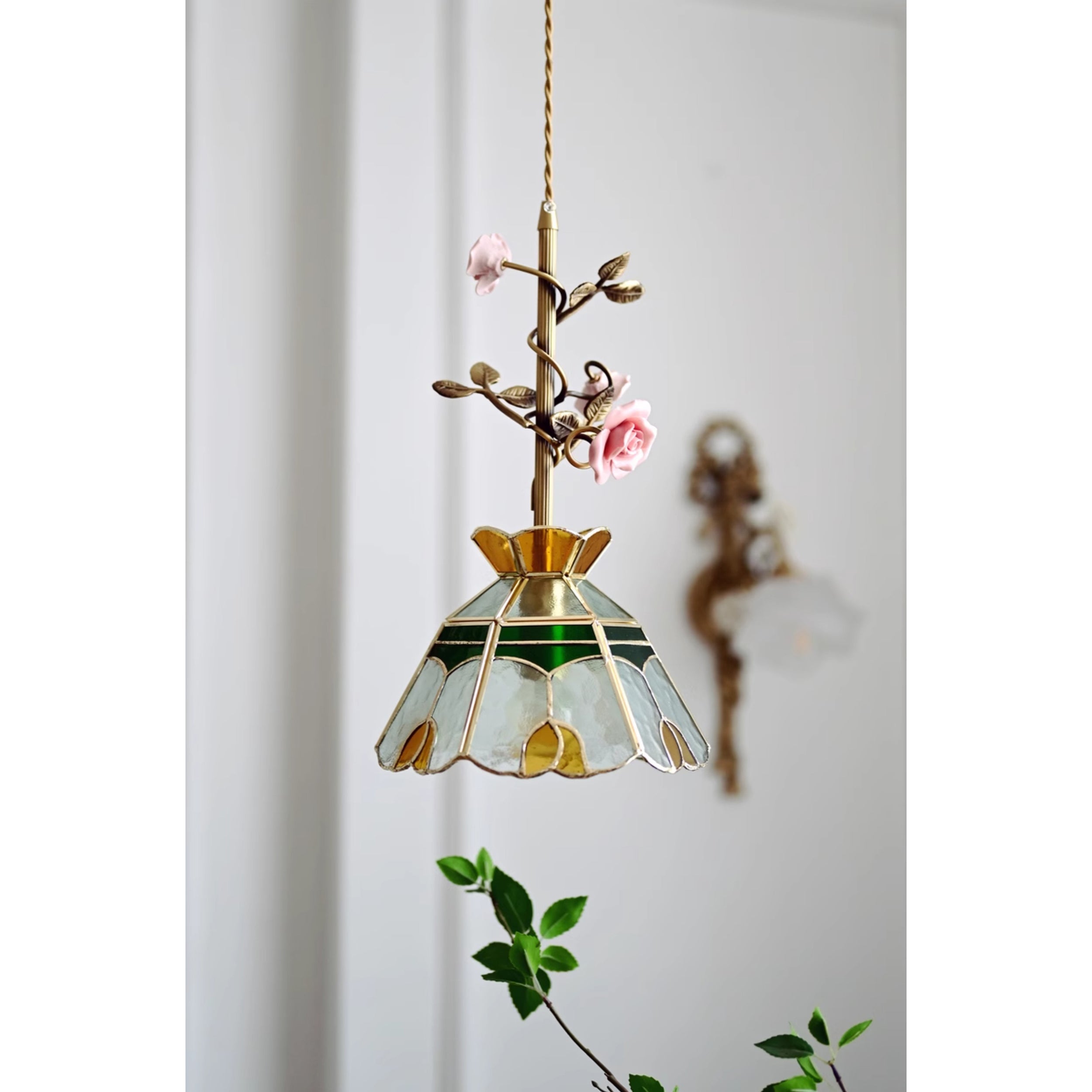 Ilsoris Individual Creativity Rose Glass Ceramic Pendant Lamp - Lamp Copper