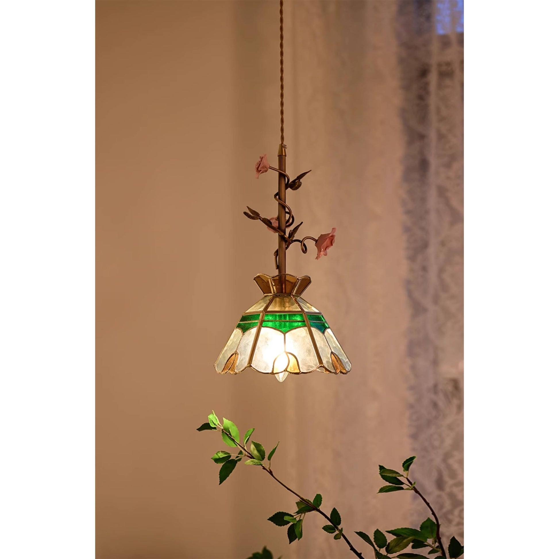 Ilsoris Individual Creativity Rose Glass Ceramic Pendant Lamp - Lamp Copper