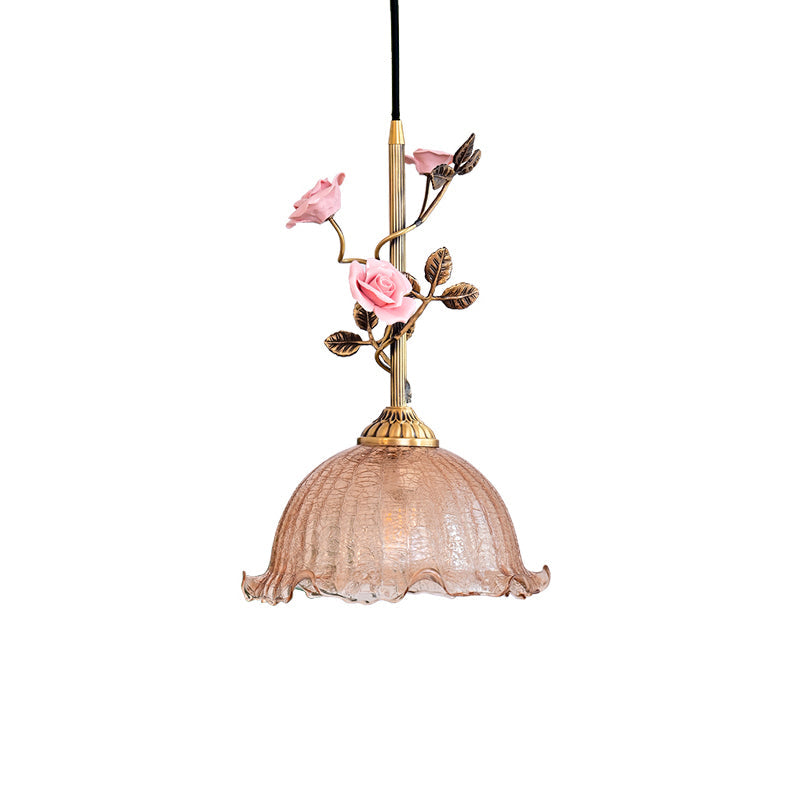 Ilsoris Individual Creativity Rose Glass Ceramic Pendant Lamp - Lamp Copper