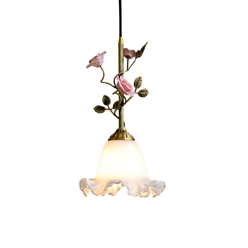 Ilsoris Individual Creativity Rose Glass Ceramic Pendant Lamp - Lamp Copper