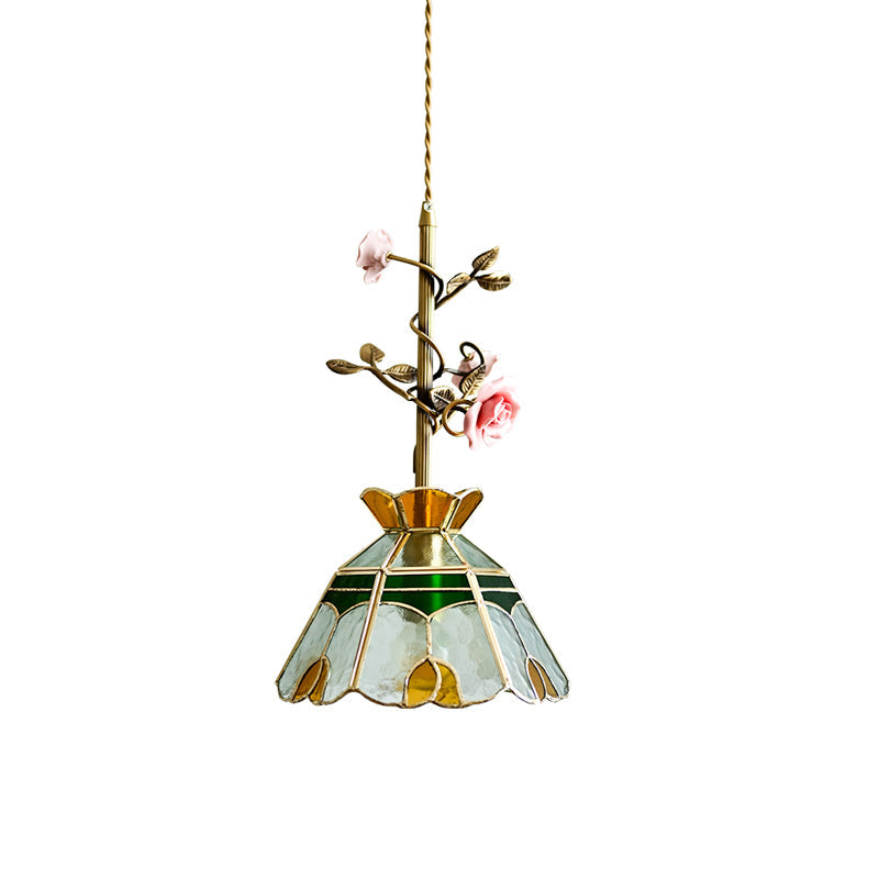 Ilsoris Individual Creativity Rose Glass Ceramic Pendant Lamp - Lamp Copper