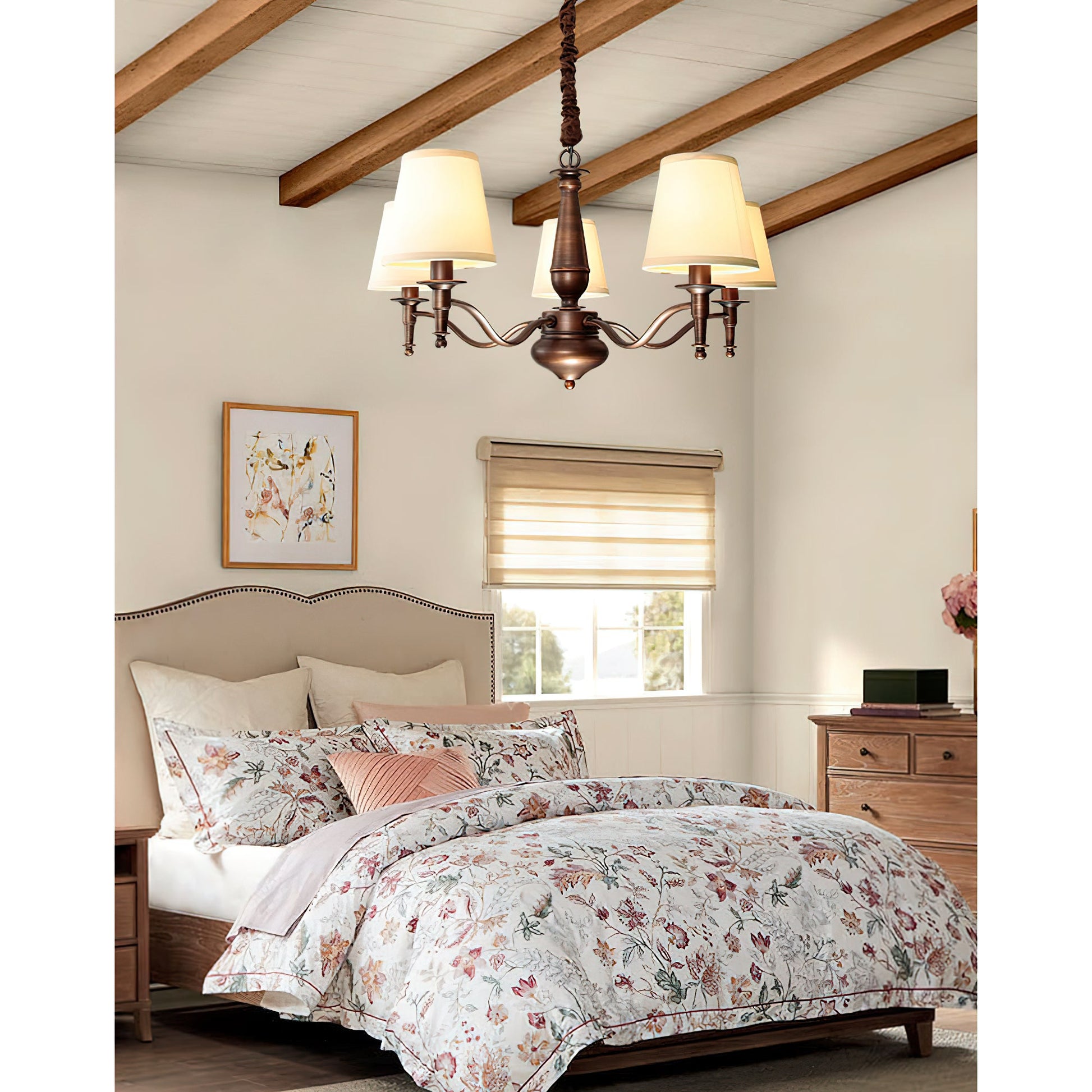Zosolia Vintage Industrial Luxury Brass Fabric Chandelier - Lamp Copper