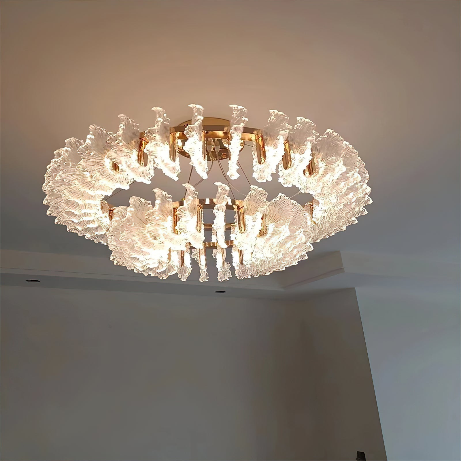 Ulcarir Luxury Leaf Glass Acrylic Chandelier - Lamp Copper