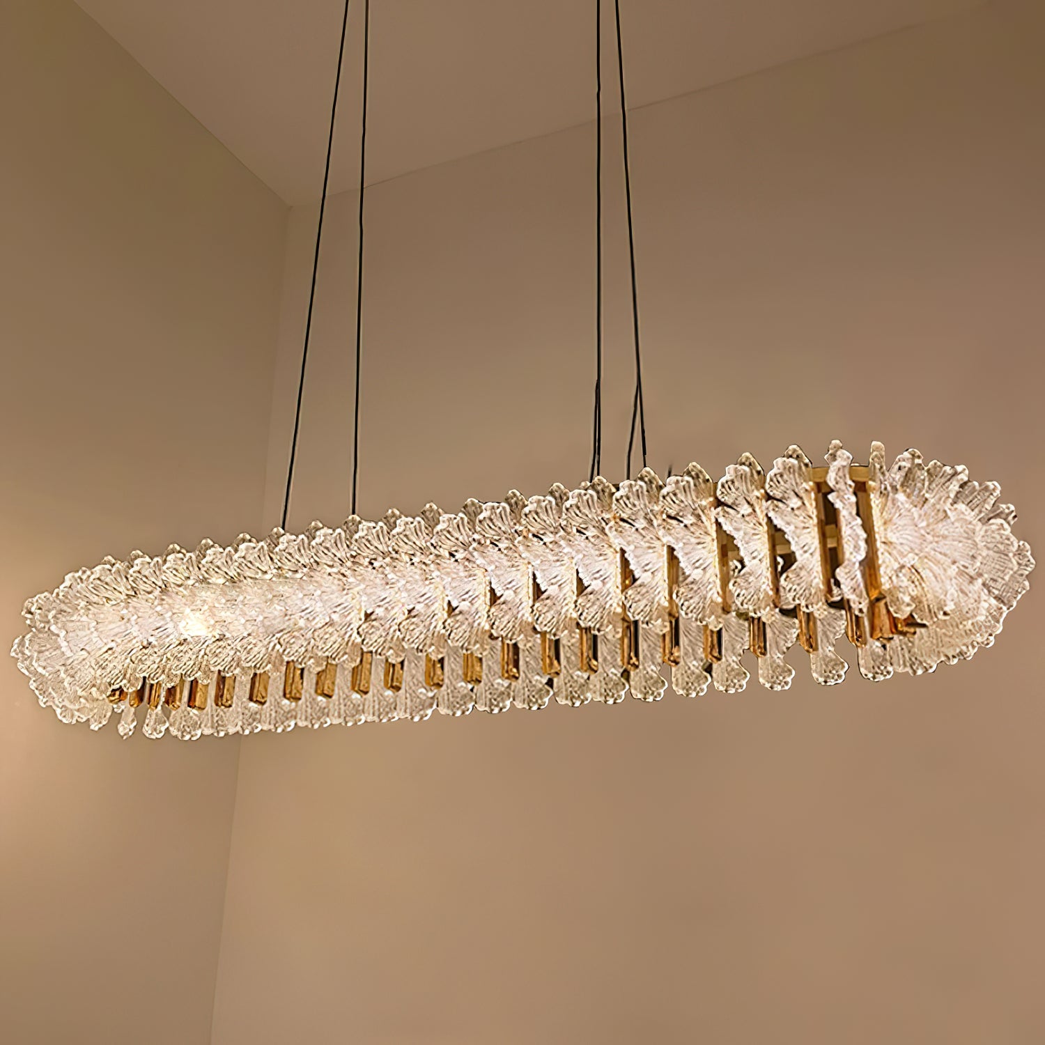 Ulcarir Luxury Leaf Glass Acrylic Chandelier - Lamp Copper