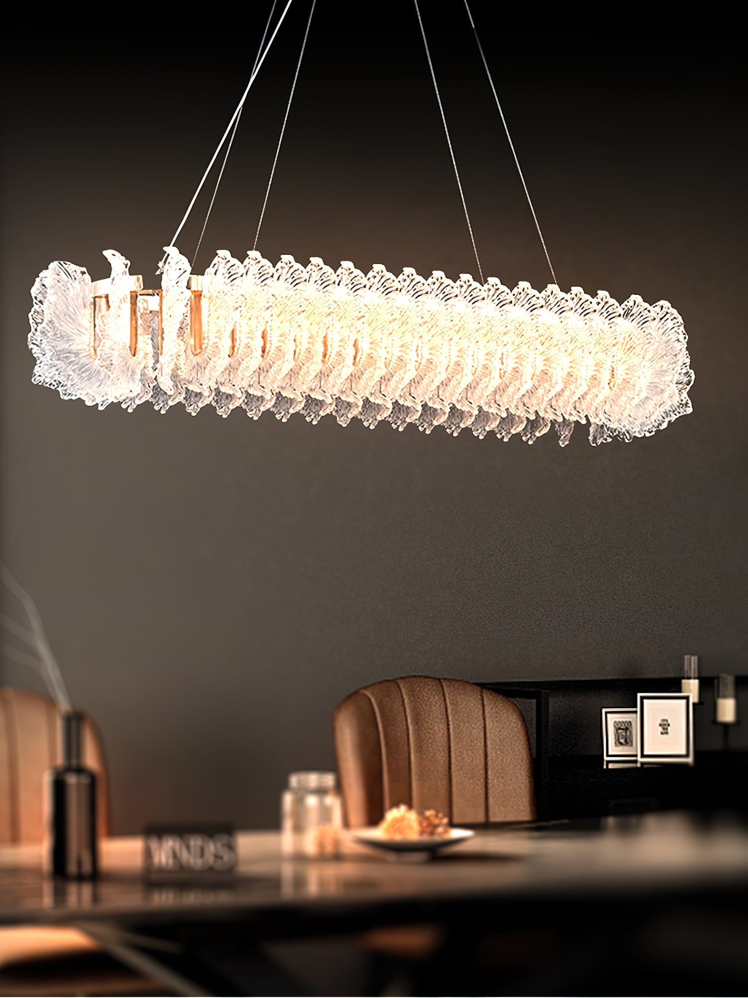 Ulcarir Luxury Leaf Glass Acrylic Chandelier - Lamp Copper