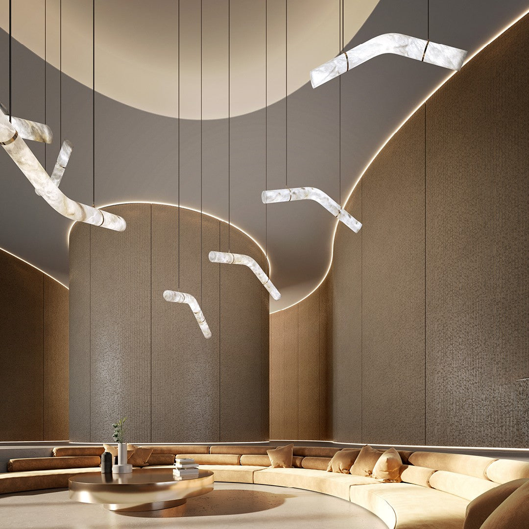 Errina Minimalist Premium Elegance Alabaster Pendant Light - Lamp Copper