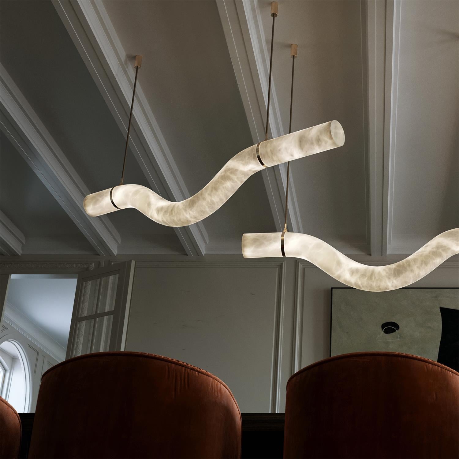 Errina Minimalist Premium Elegance Alabaster Pendant Light - Lamp Copper
