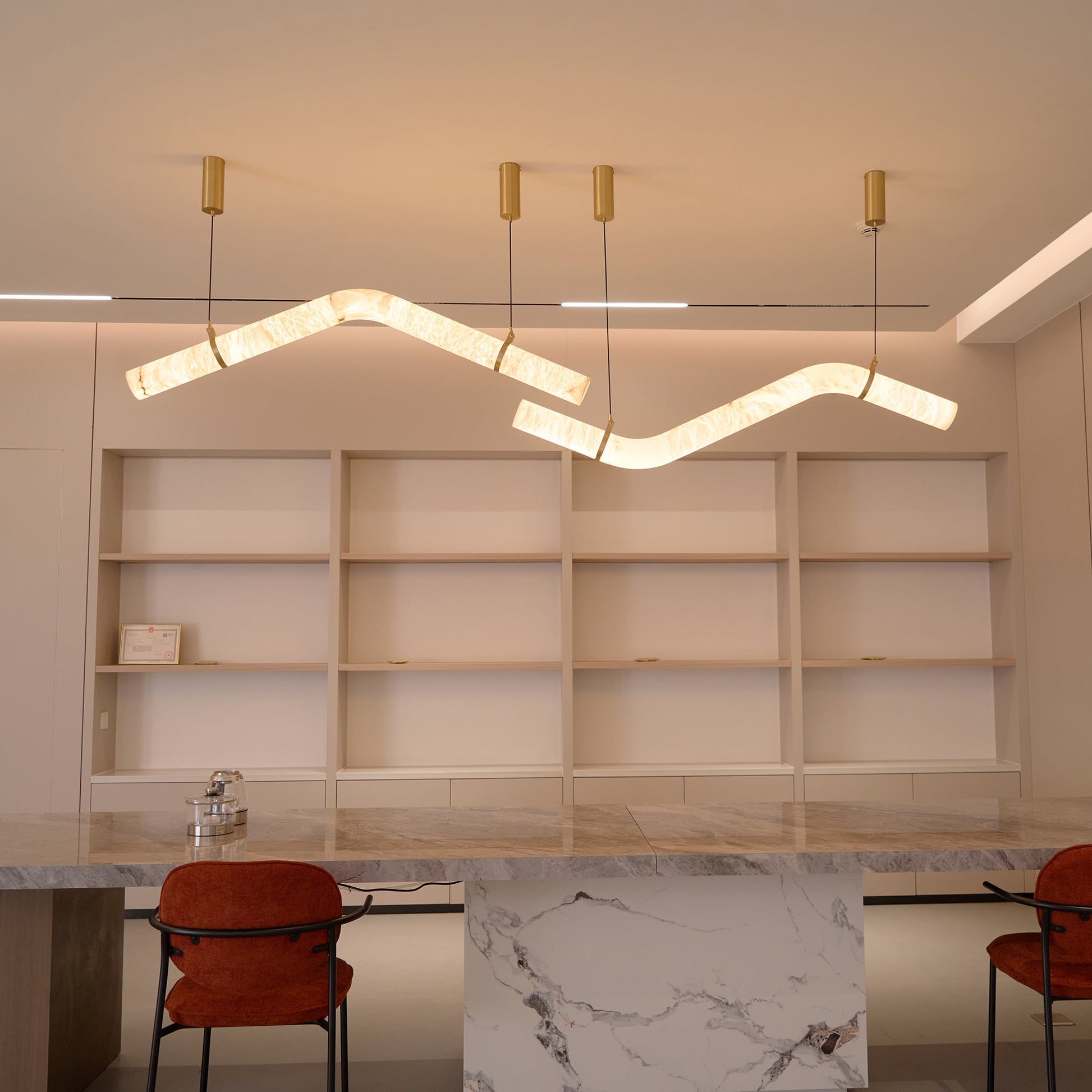 Errina Minimalist Premium Elegance Alabaster Pendant Light - Lamp Copper