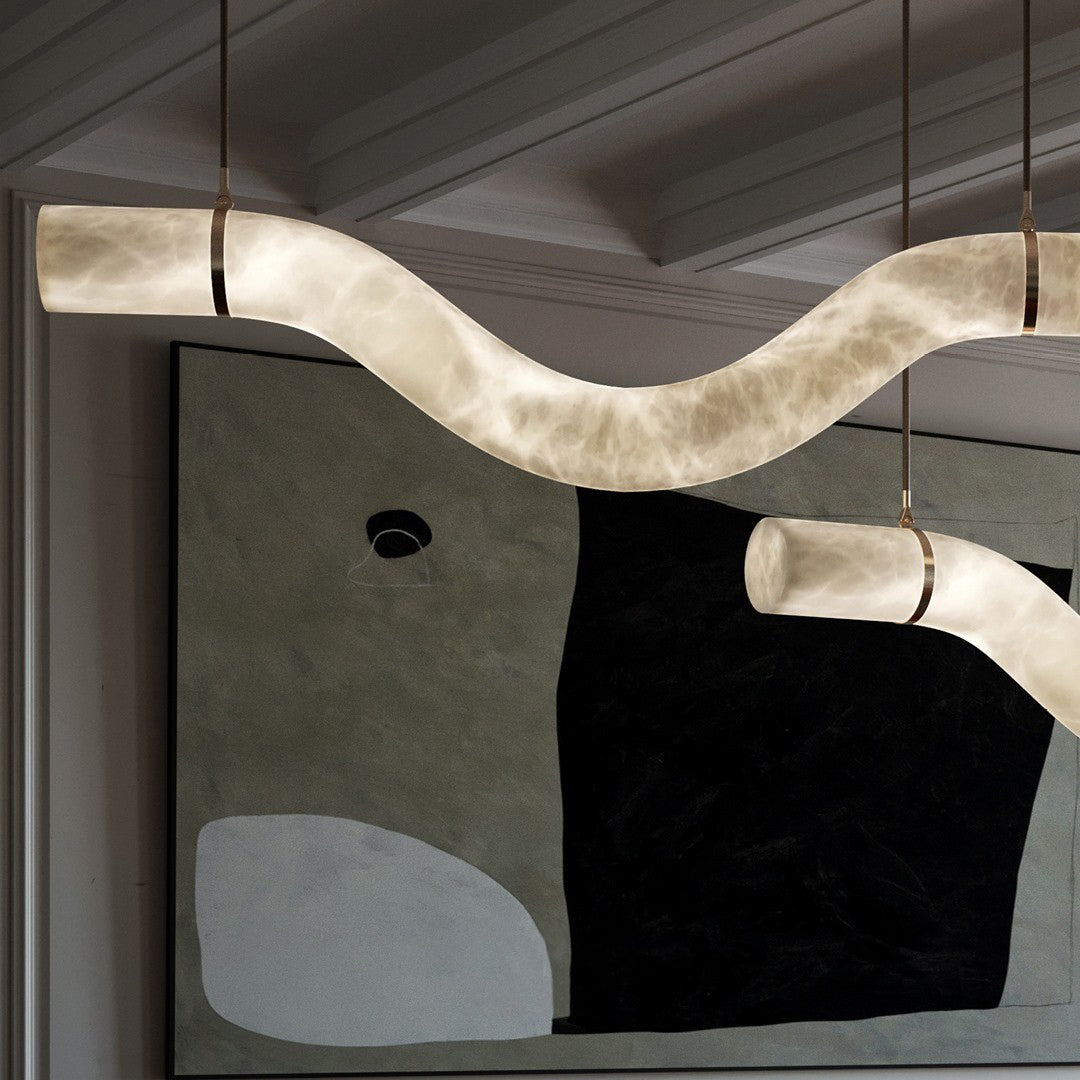 Errina Minimalist Premium Elegance Alabaster Pendant Light - Lamp Copper