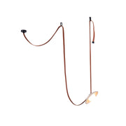 Olnoran Modern Minimalist Rail Leather Travertine Pendant Lamp - Lamp Copper