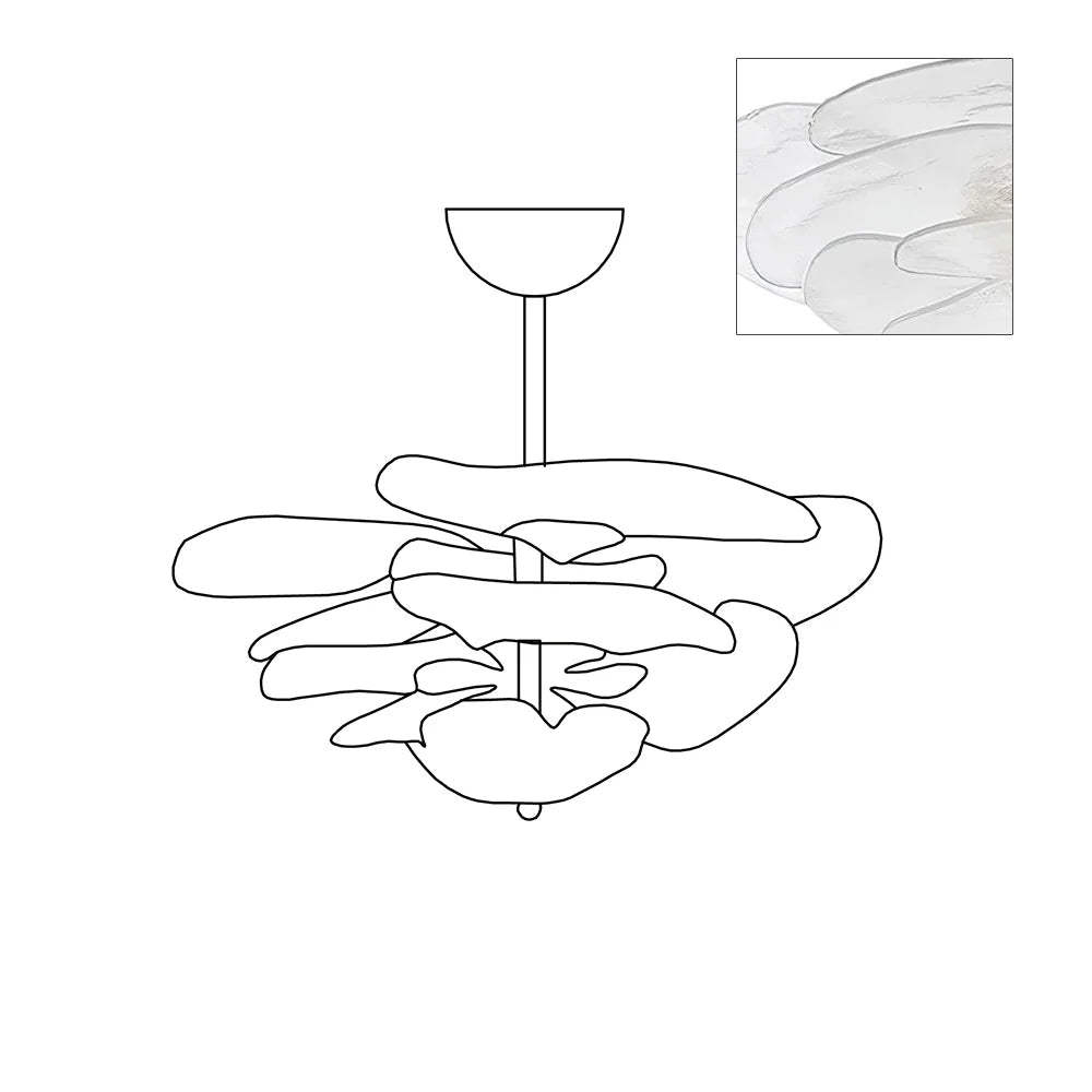 Evvinora Individual Creativity Leaf Layered Glass Metal Chandelier - Lamp Copper