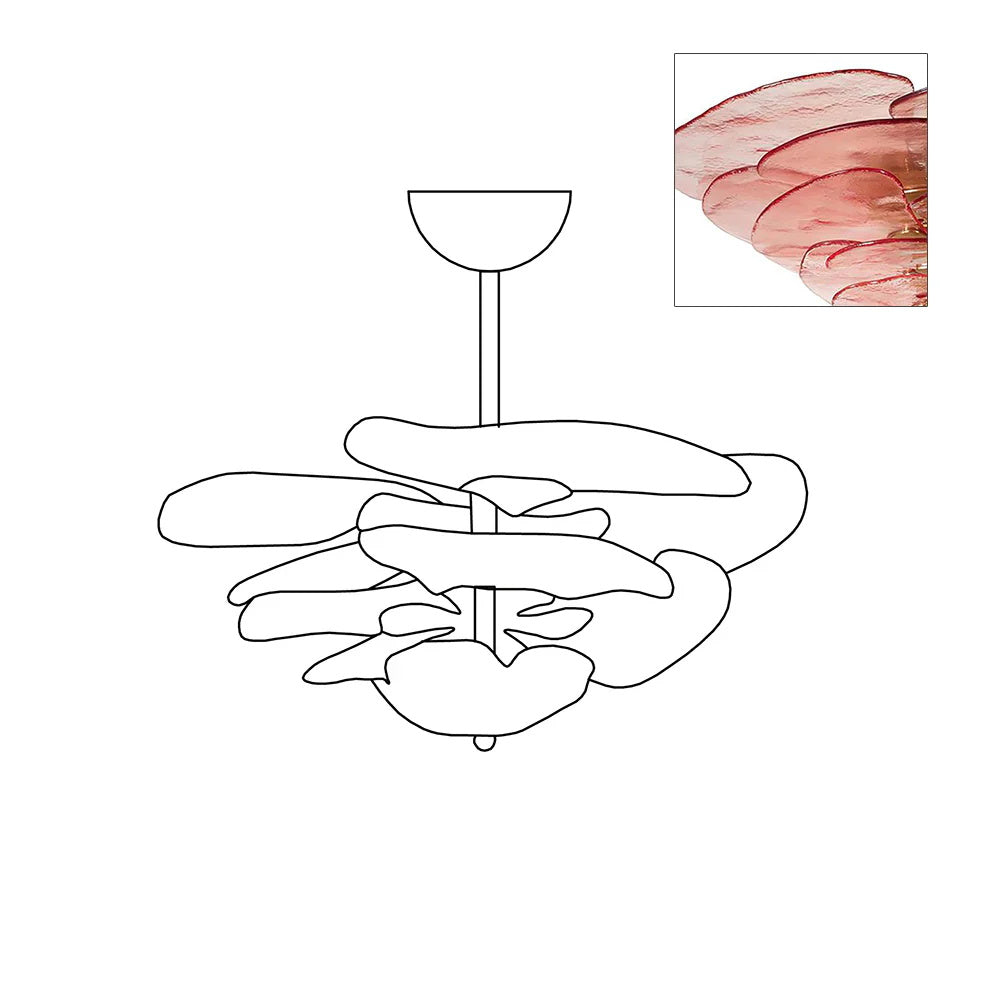 Evvinora Individual Creativity Leaf Layered Glass Metal Chandelier - Lamp Copper