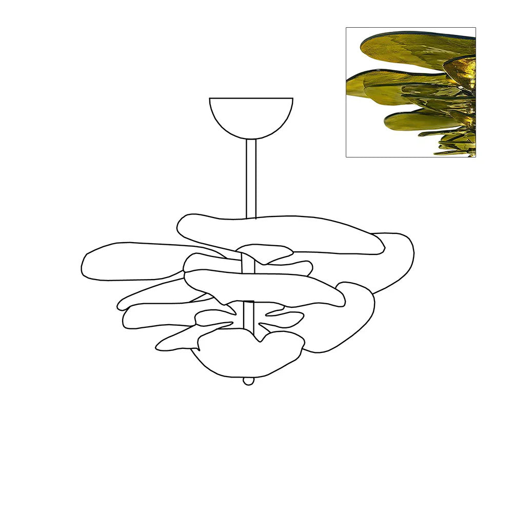 Evvinora Individual Creativity Leaf Layered Glass Metal Chandelier - Lamp Copper