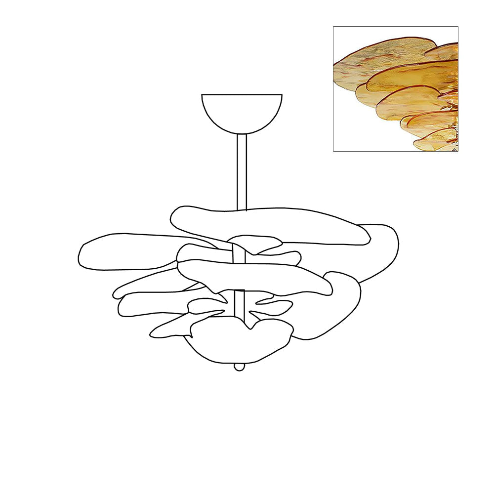 Evvinora Individual Creativity Leaf Layered Glass Metal Chandelier - Lamp Copper