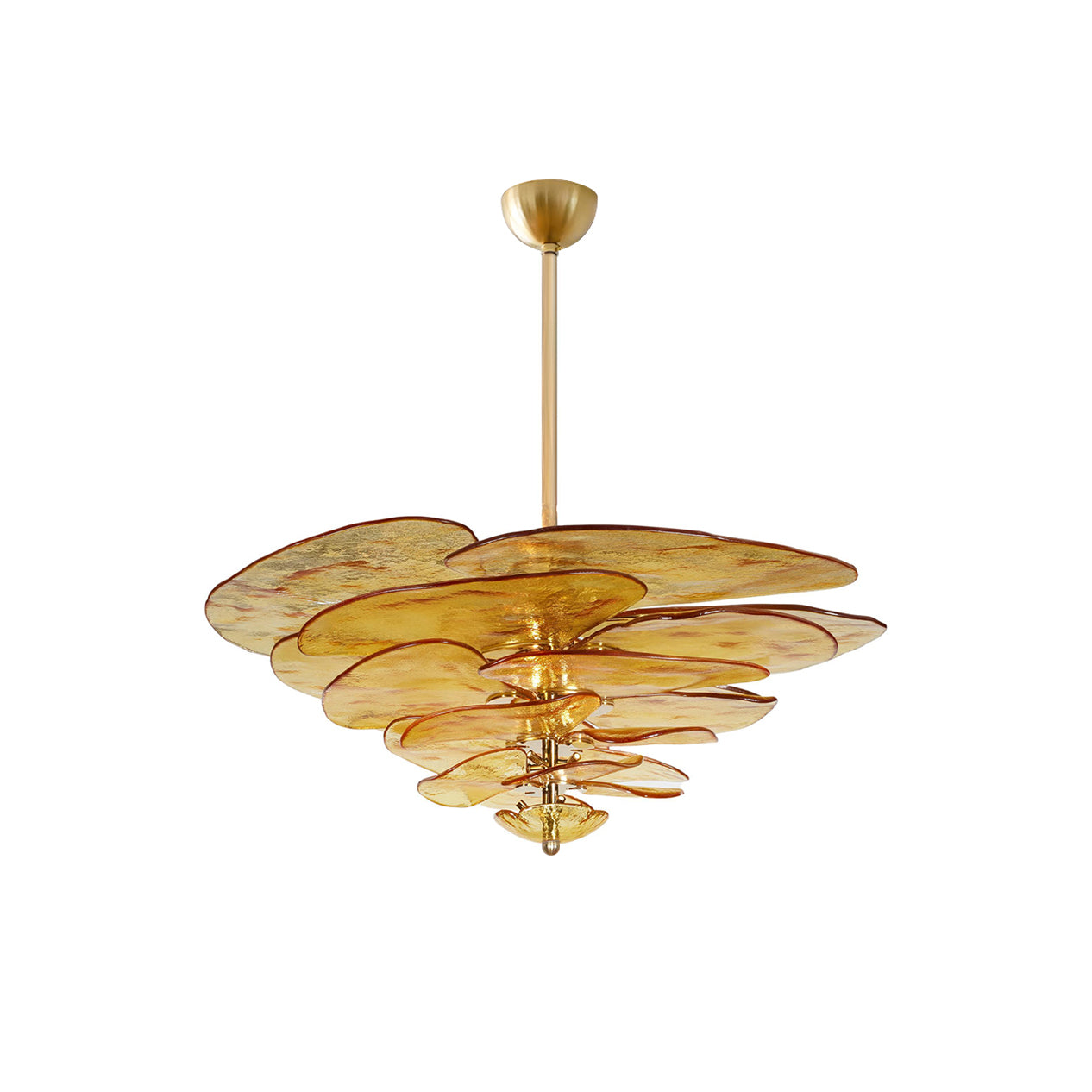 Evvinora Individual Creativity Leaf Layered Glass Metal Chandelier - Lamp Copper