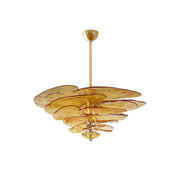 Evvinora Individual Creativity Leaf Layered Glass Metal Chandelier - Lamp Copper