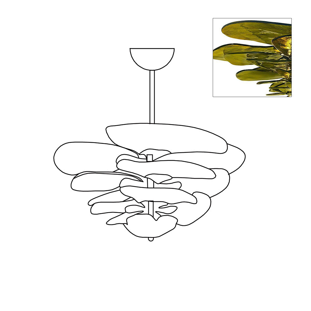 Evvinora Individual Creativity Leaf Layered Glass Metal Chandelier - Lamp Copper
