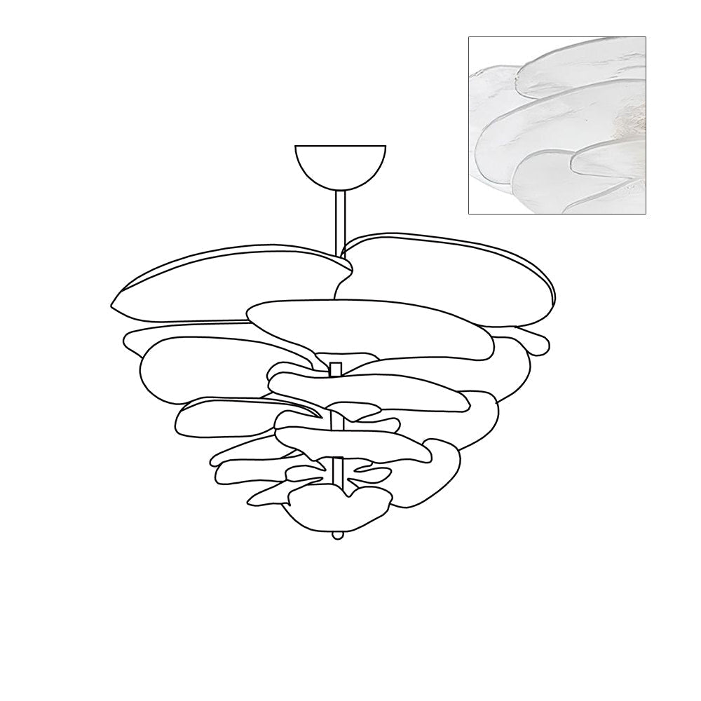 Evvinora Individual Creativity Leaf Layered Glass Metal Chandelier - Lamp Copper