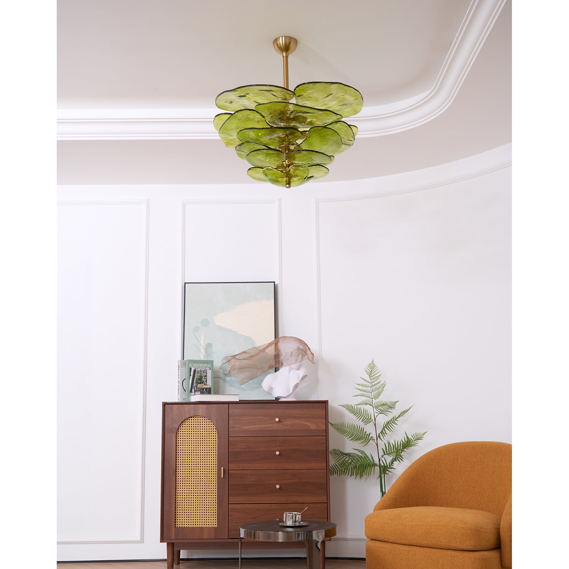 Evvinora Individual Creativity Leaf Layered Glass Metal Chandelier - Lamp Copper