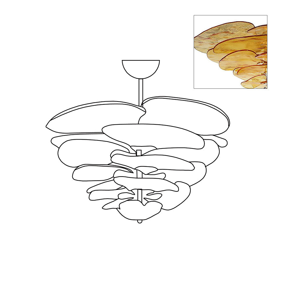 Evvinora Individual Creativity Leaf Layered Glass Metal Chandelier - Lamp Copper