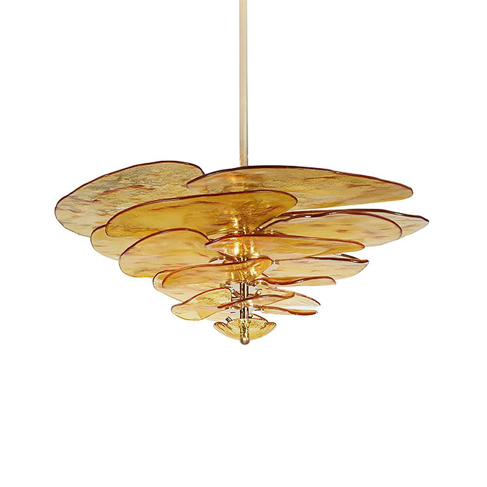 Evvinora Individual Creativity Leaf Layered Glass Metal Chandelier - Lamp Copper