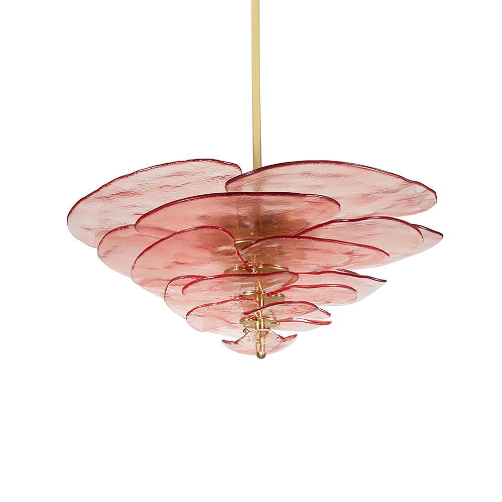 Evvinora Individual Creativity Leaf Layered Glass Metal Chandelier - Lamp Copper