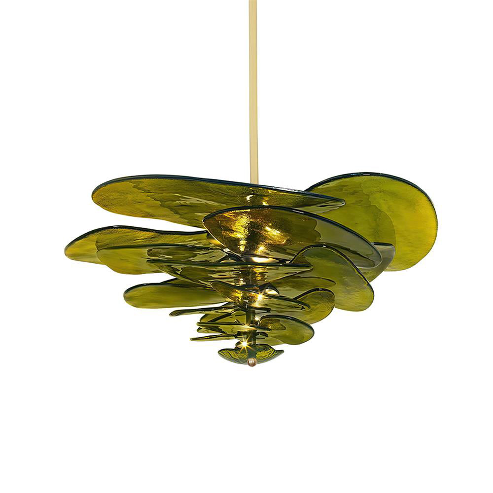 Evvinora Individual Creativity Leaf Layered Glass Metal Chandelier - Lamp Copper