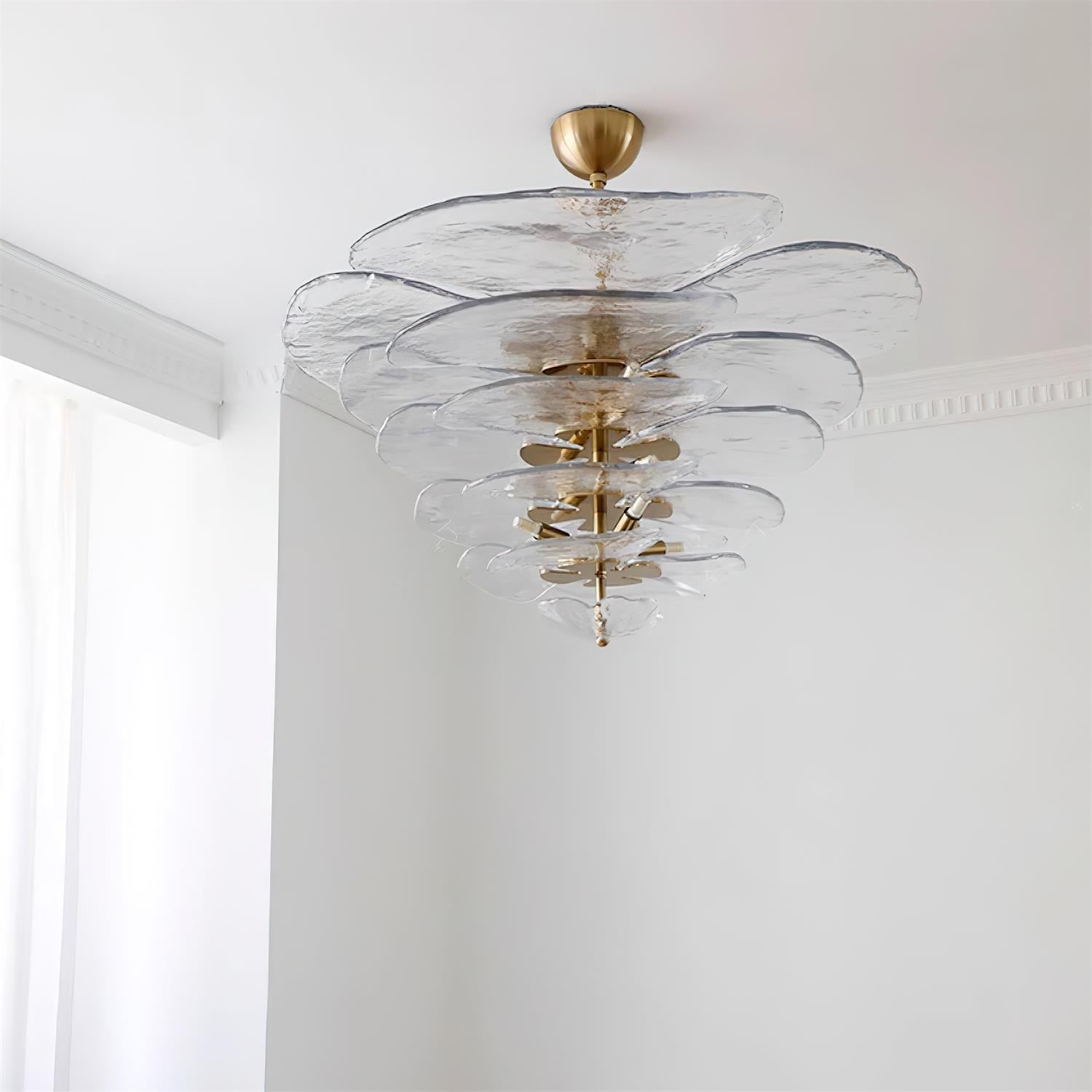 Evvinora Individual Creativity Leaf Layered Glass Metal Chandelier - Lamp Copper