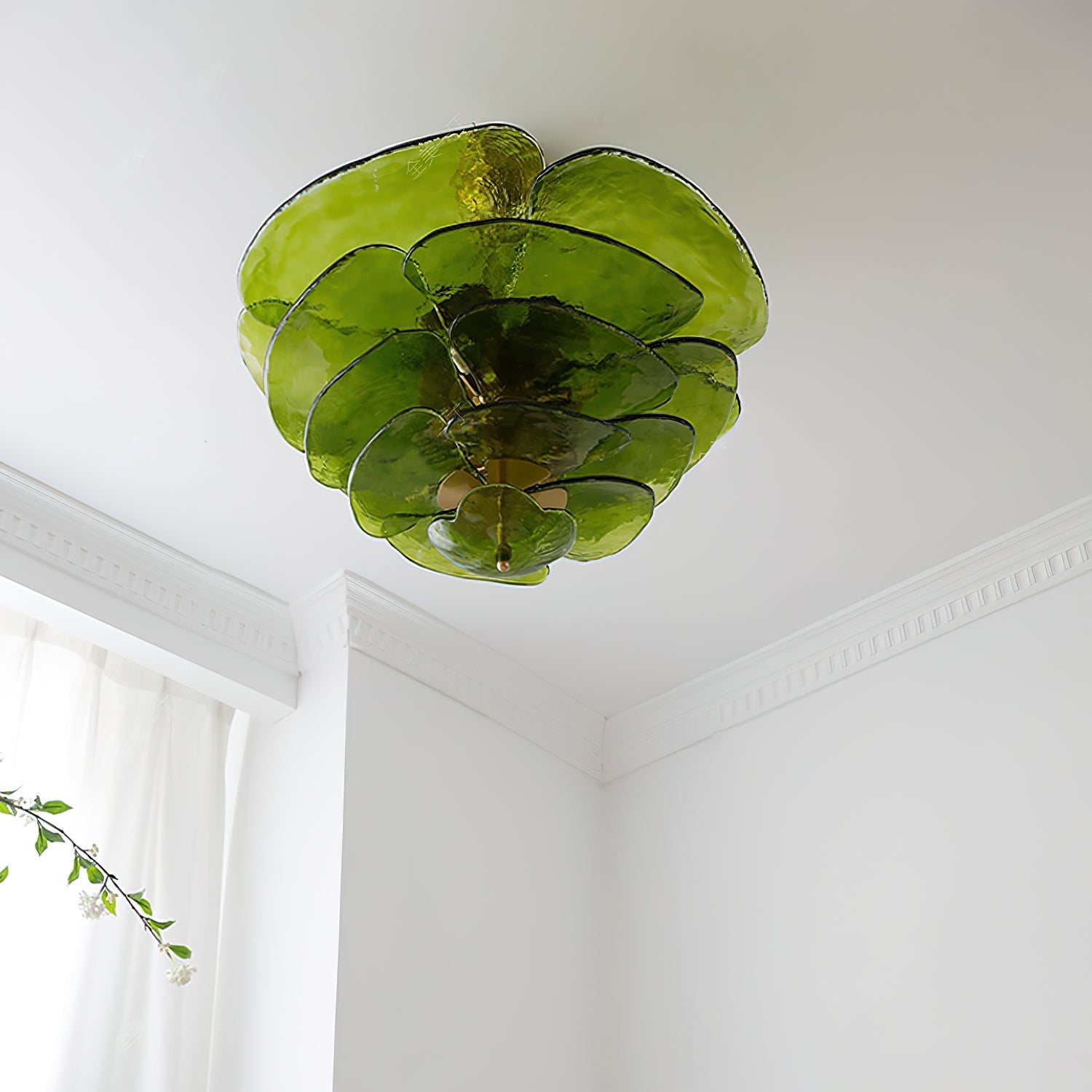 Evvinora Individual Creativity Leaf Layered Glass Metal Chandelier - Lamp Copper