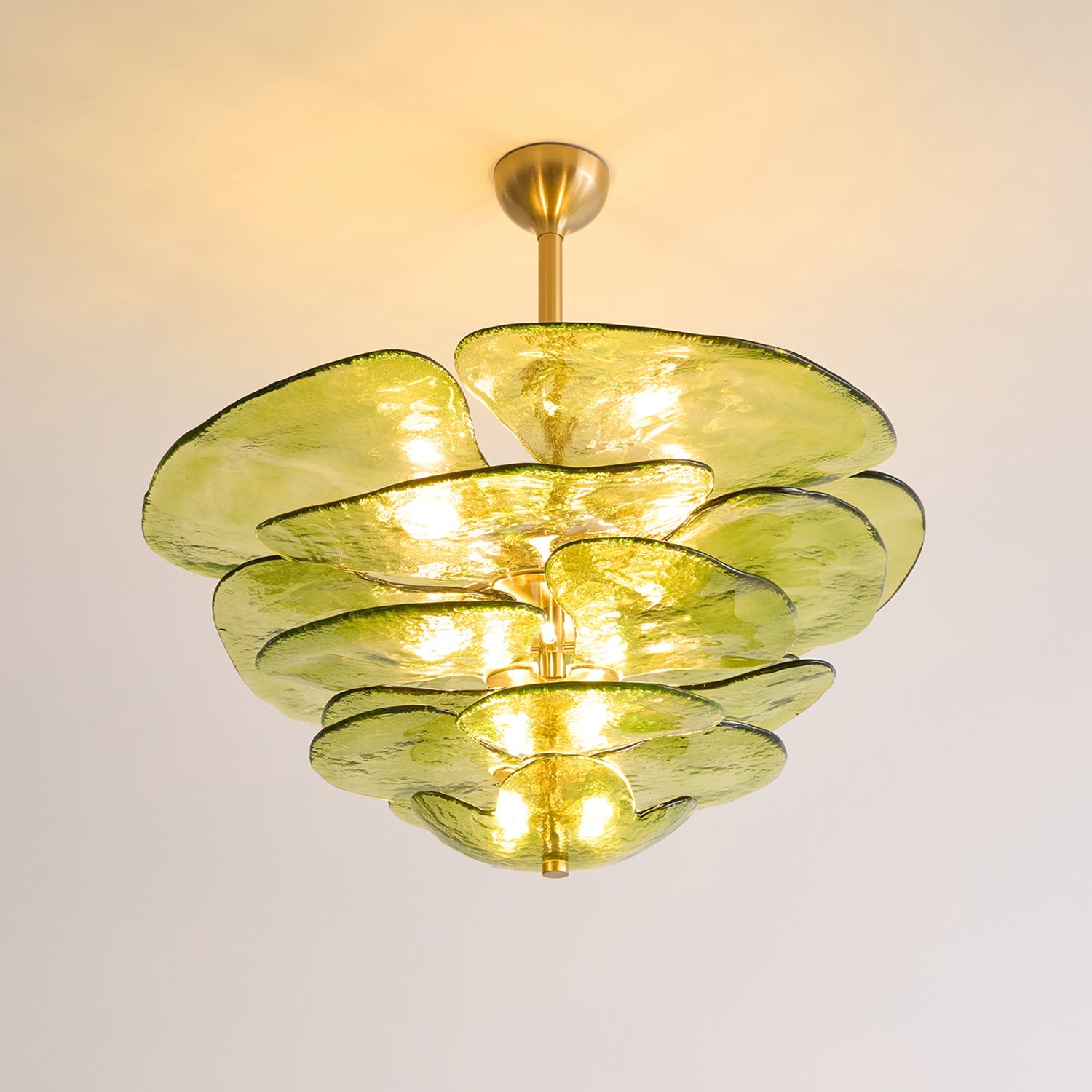 Evvinora Individual Creativity Leaf Layered Glass Metal Chandelier - Lamp Copper