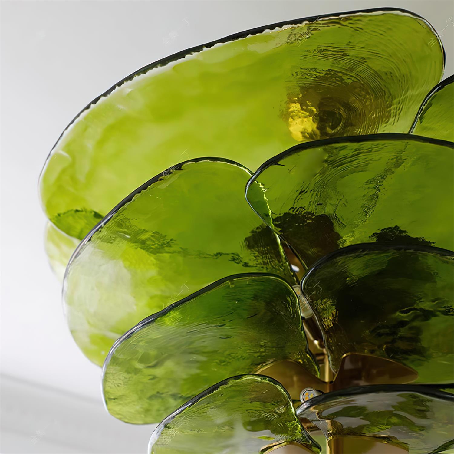 Evvinora Individual Creativity Leaf Layered Glass Metal Chandelier - Lamp Copper