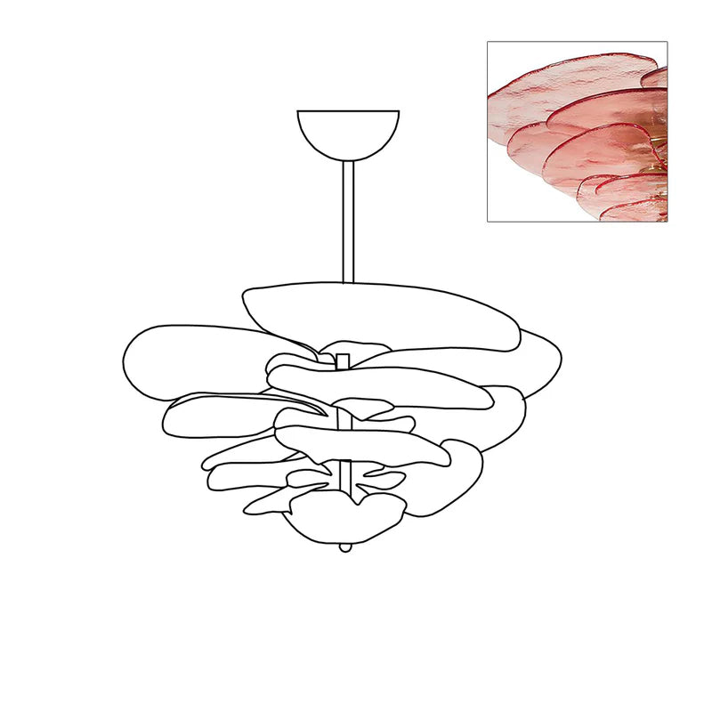 Evvinora Individual Creativity Leaf Layered Glass Metal Chandelier - Lamp Copper